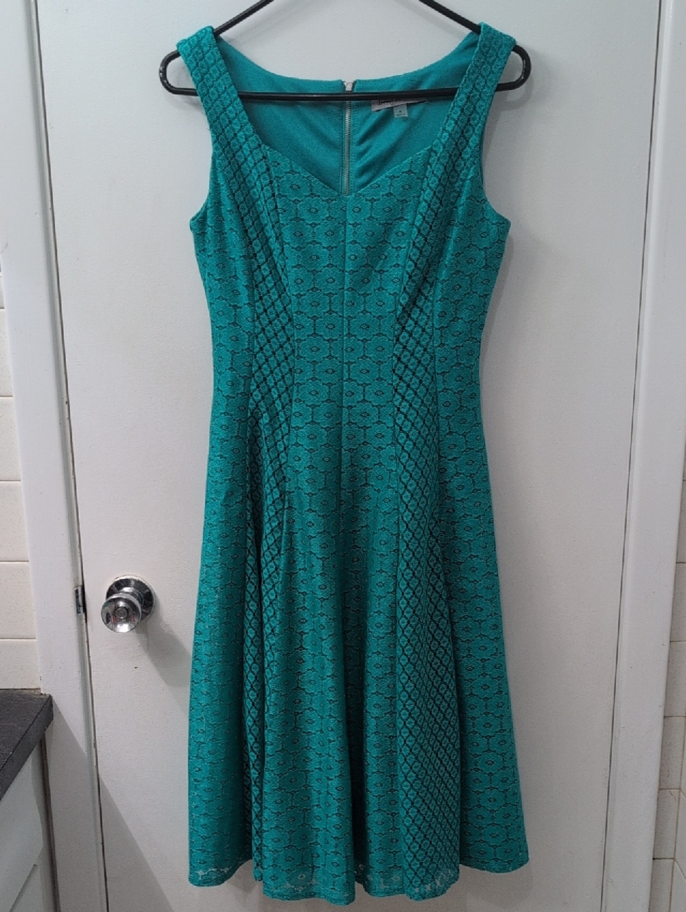 Danny & Nicole Teal Lace Midi Dress